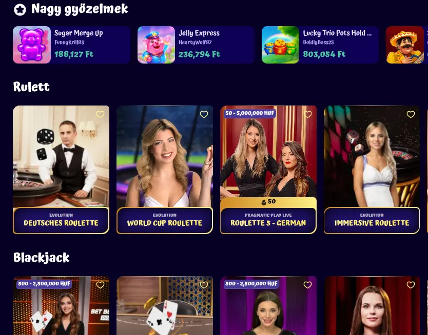 SpinGranny kaszinó lobby